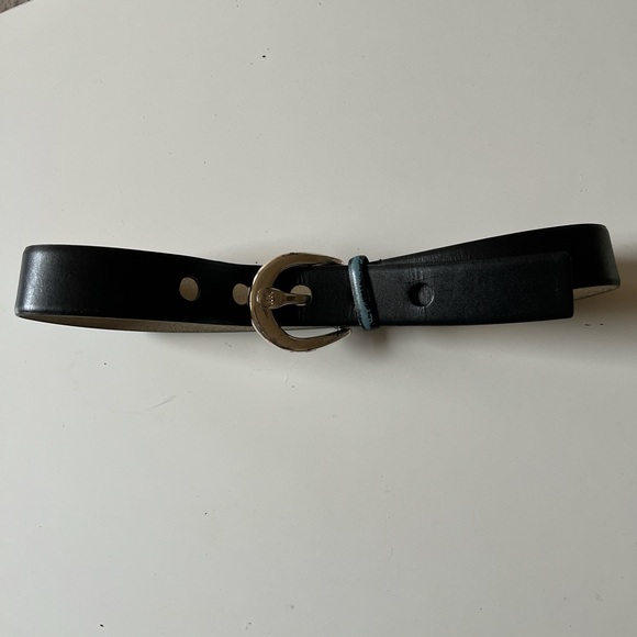 Michael Kors Black Leather Belt with Gold Buckle - Picture 1 of 5